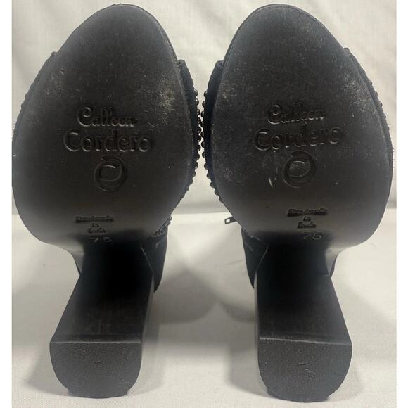 Colleen Cordero Black Suede Booties Studded Peep Toe Heels Women's Size 7.5 EUC - Picture 7 of 11